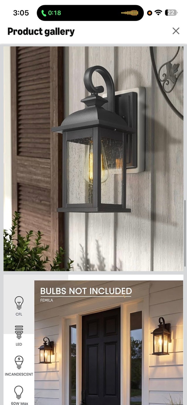 FEMILA Exterior Wall Sconce, 2 Packs Outdoor Waterproof Lights - photo 3