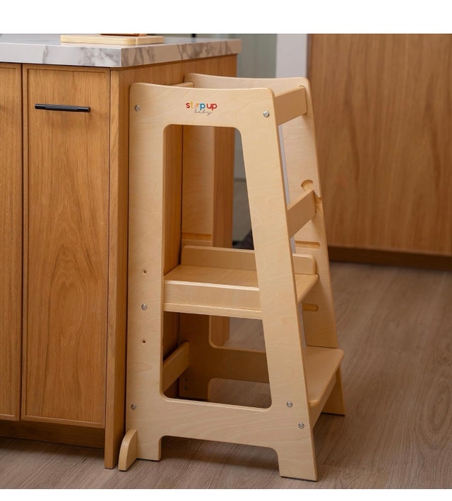 Toddler Tower 3-Level Adjustable Wooden Toddler Step Stool - photo 2