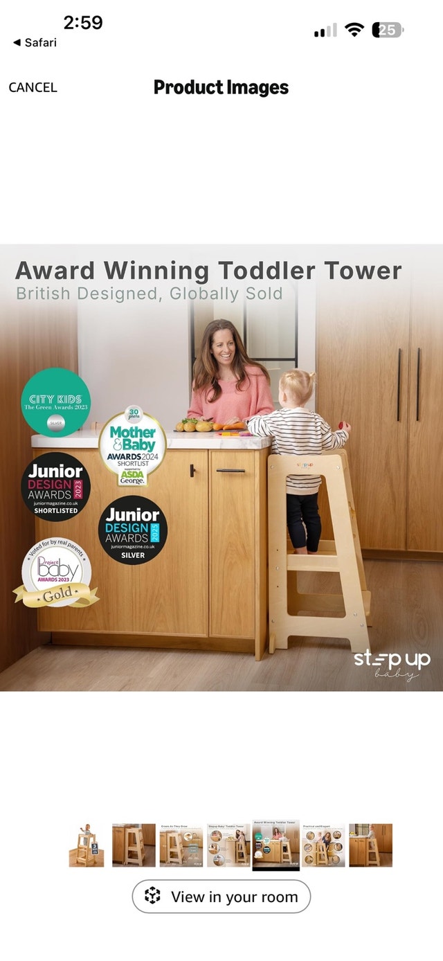 Toddler Tower 3-Level Adjustable Wooden Toddler Step Stool - photo 5