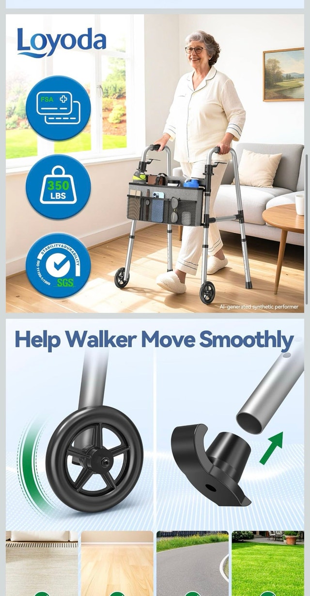 LOYODA Folding Walker with Basket FBL830250