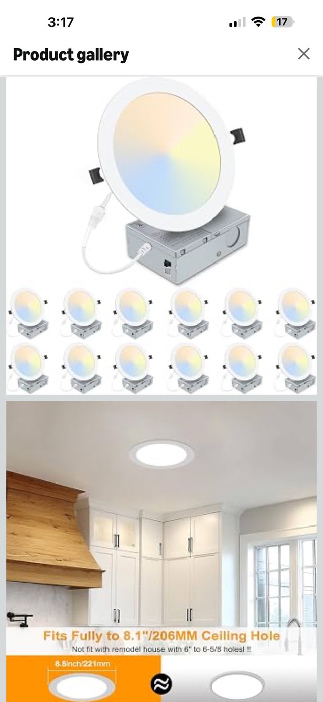 12 Pack 8 Inch LED Recessed Light