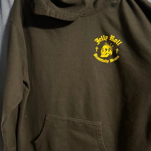 Jelly Roll Beautifully Broken Tour Hoodie Black Skull Crown Men' - photo 2