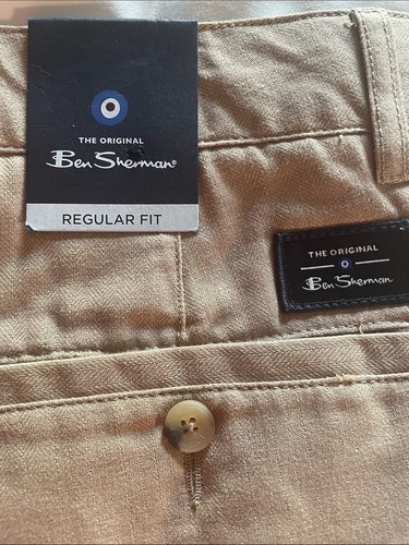 Ben Sherman Khaki Flat Front Chino Shorts sz 34 - photo 5