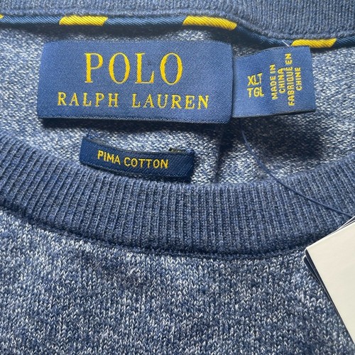 Polo Ralph Lauren Men's Heathered Blue Pima Cotton Crewneck Swea - photo 2