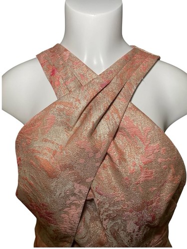 Vince Camuto Peach and Gold Fit and Flare Floral Jacquard Dress - photo 2