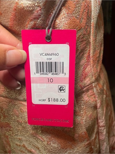 Vince Camuto Peach and Gold Fit and Flare Floral Jacquard Dress - photo 3