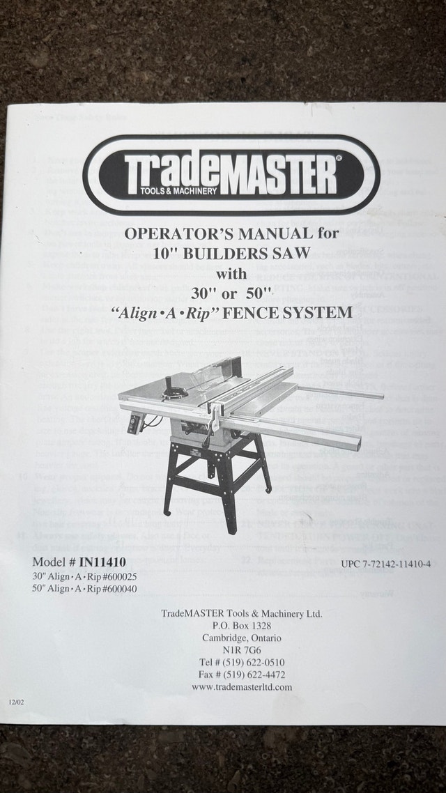 TradeMaster 10-Inch Builders Table Saw - photo 3