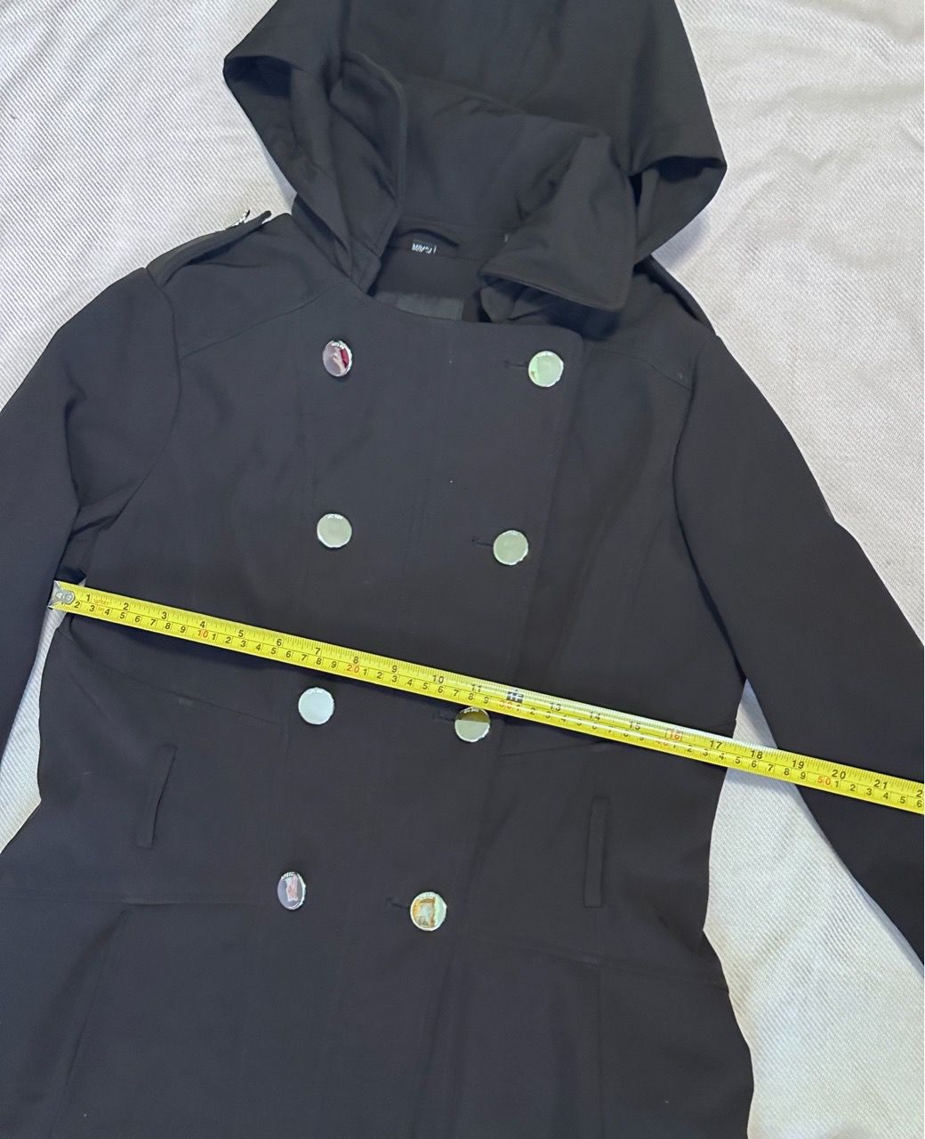 Black Double-Breasted Hooded Coat - photo 4