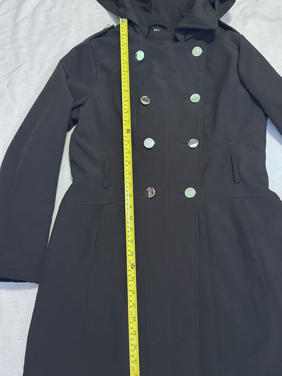 Black Double-Breasted Hooded Coat - photo 5