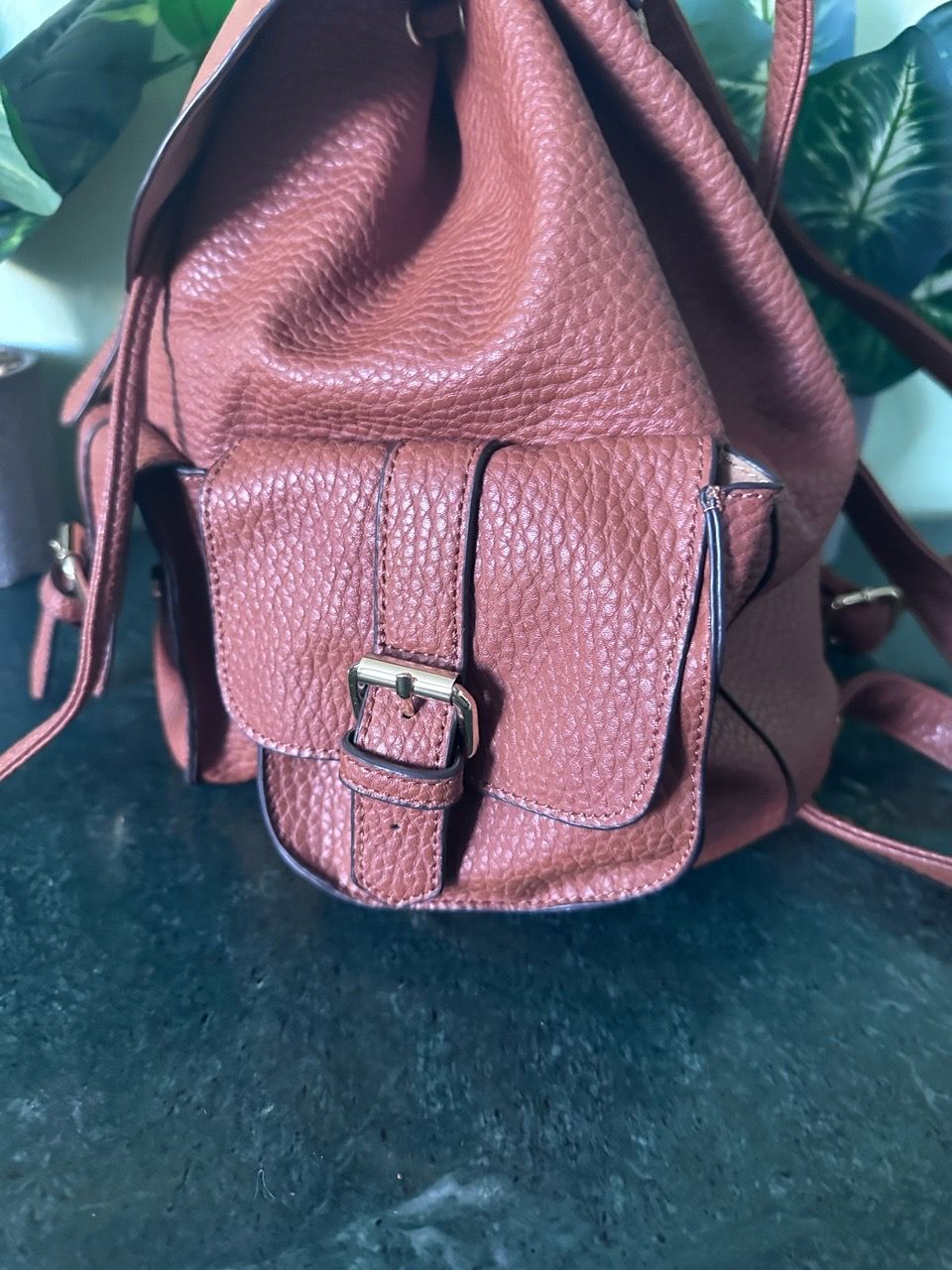 Pebbled Leather Drawstring Backpack - photo 2