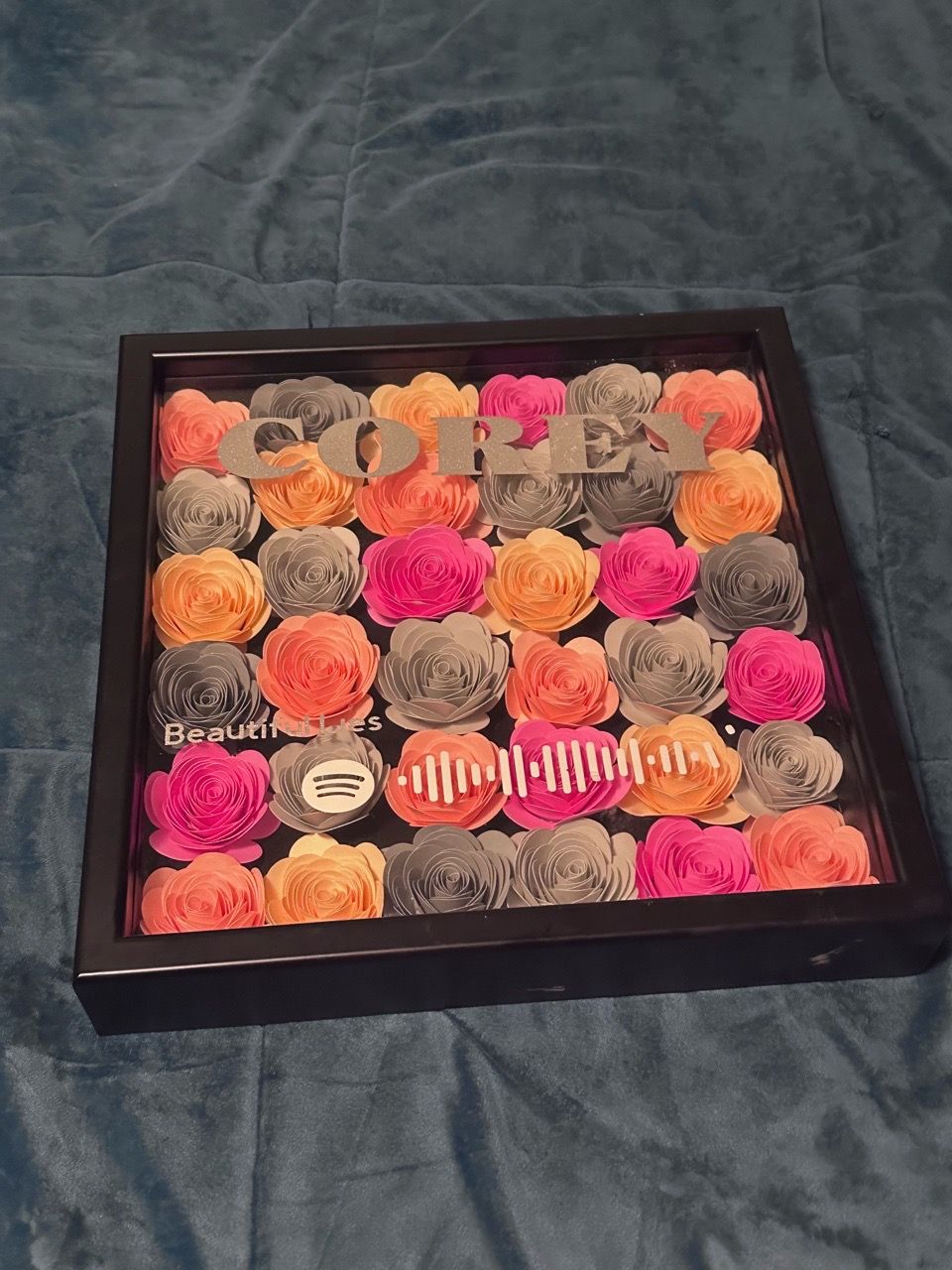 Custom Spotify Paper Flower Shadow Box