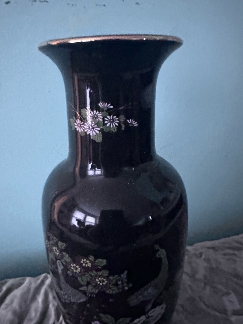 Pair of Black Porcelain Peacock Vases - photo 5