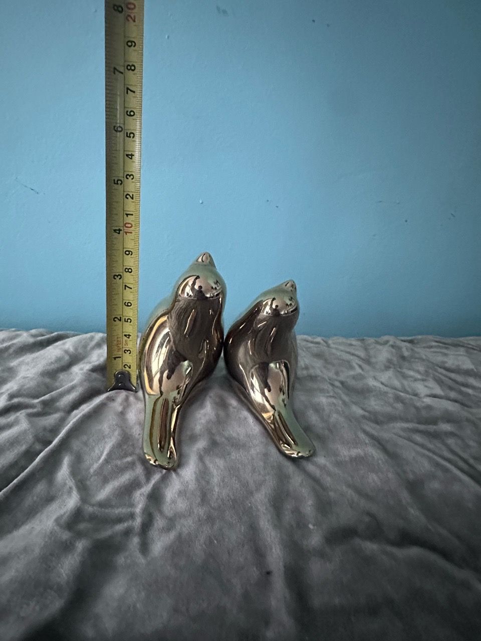 Gold Ceramic Bird Figurines Set of 2 - photo 2
