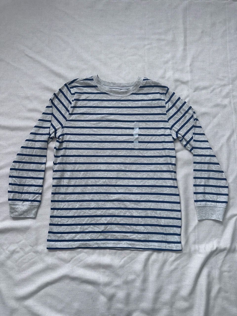Gray and Navy Striped Long Sleeve Shirt
