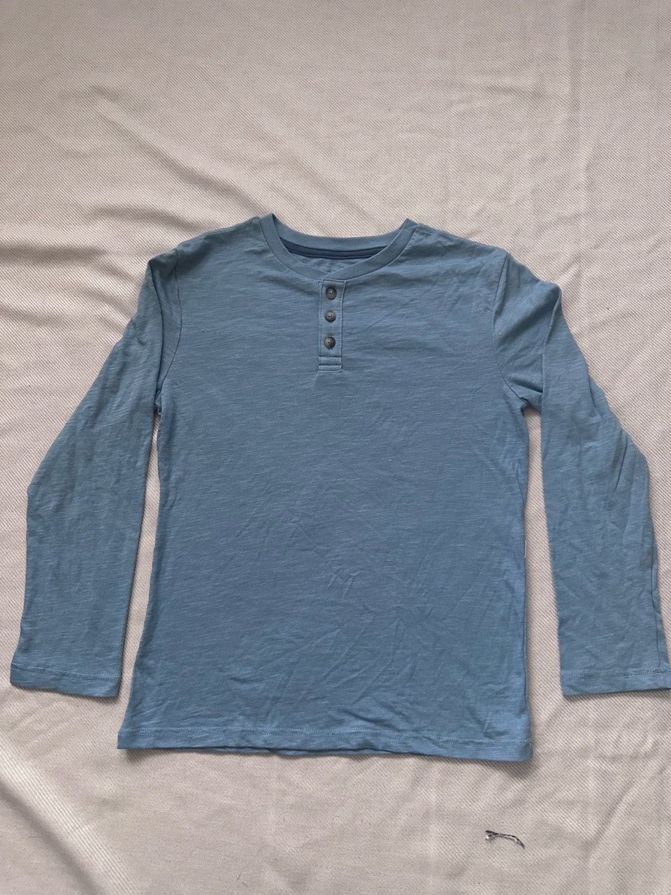 Blue Long Sleeve Henley Shirt