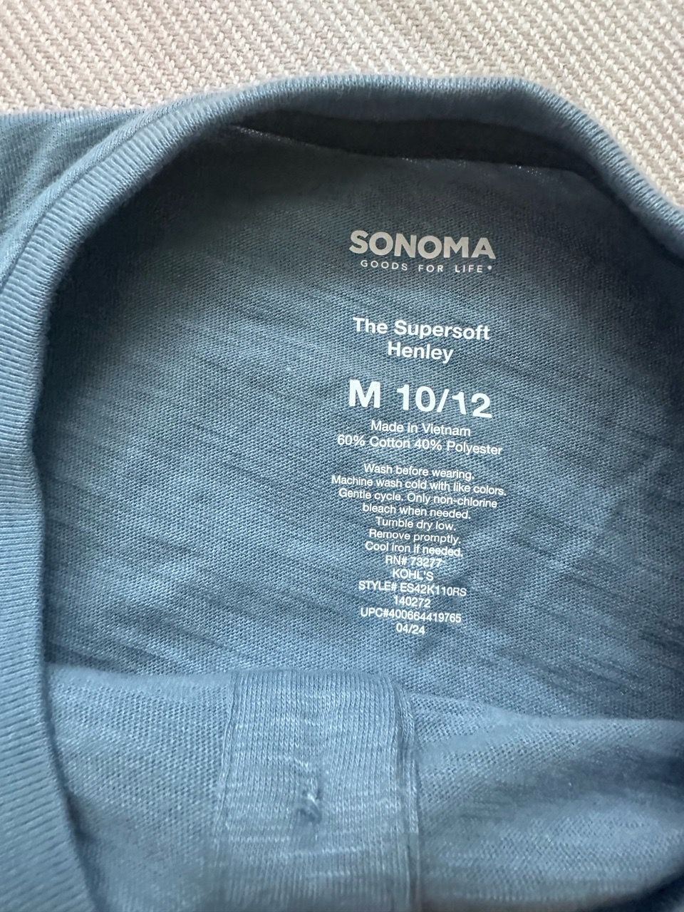 Blue Long Sleeve Henley Shirt - photo 3