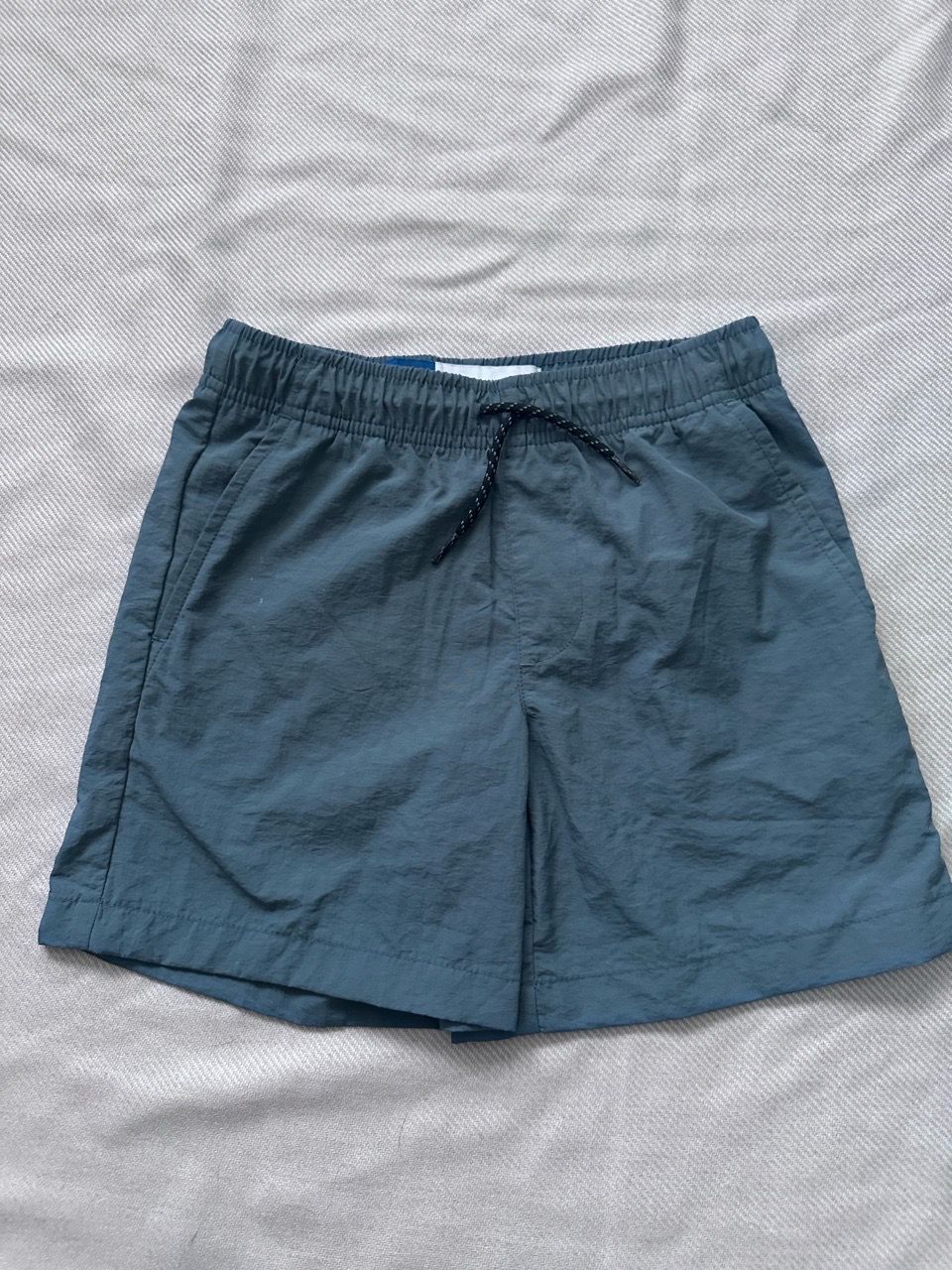 Blue Nylon Drawstring Shorts