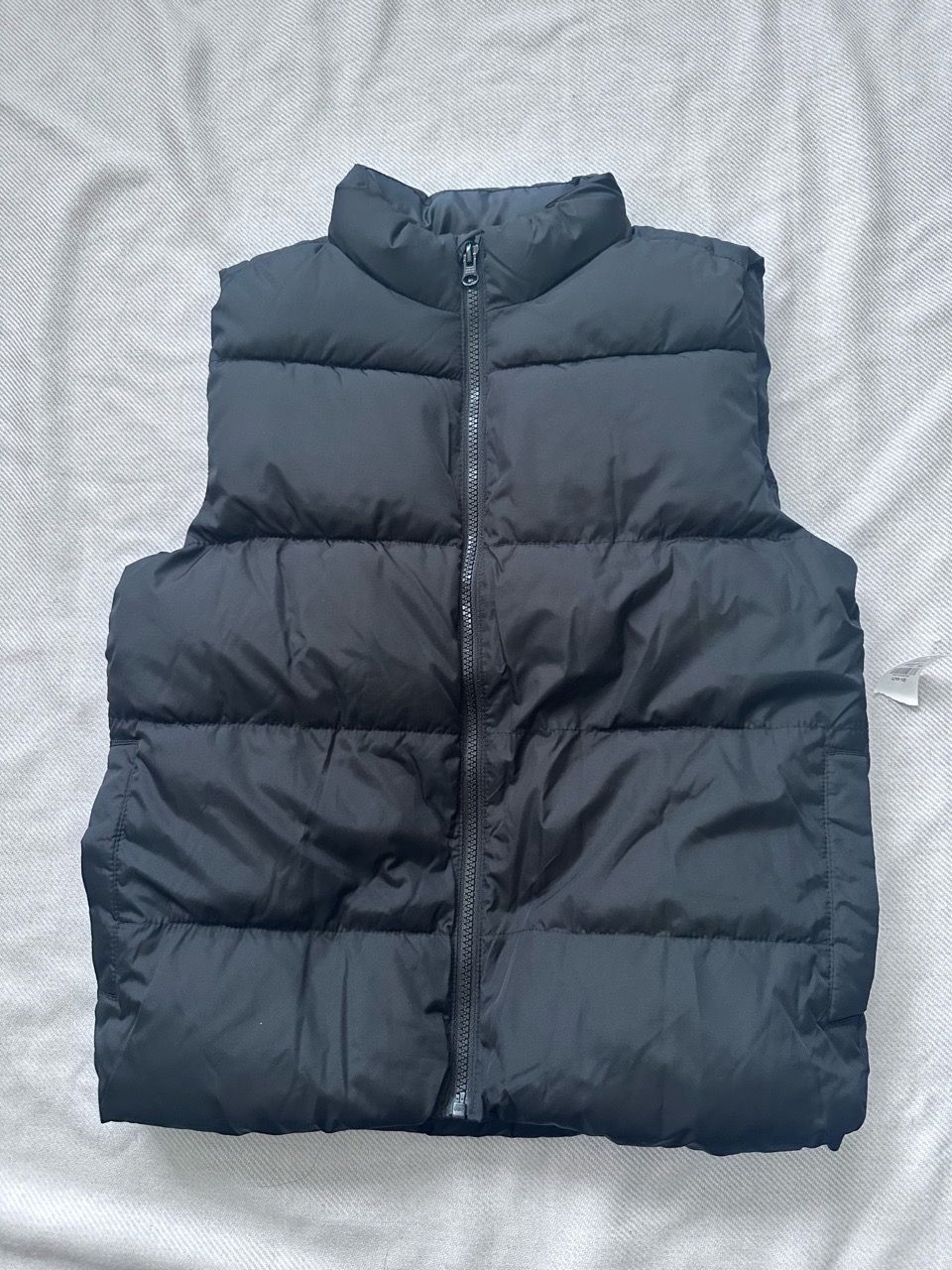 Black Puffer Vest with Zip Front