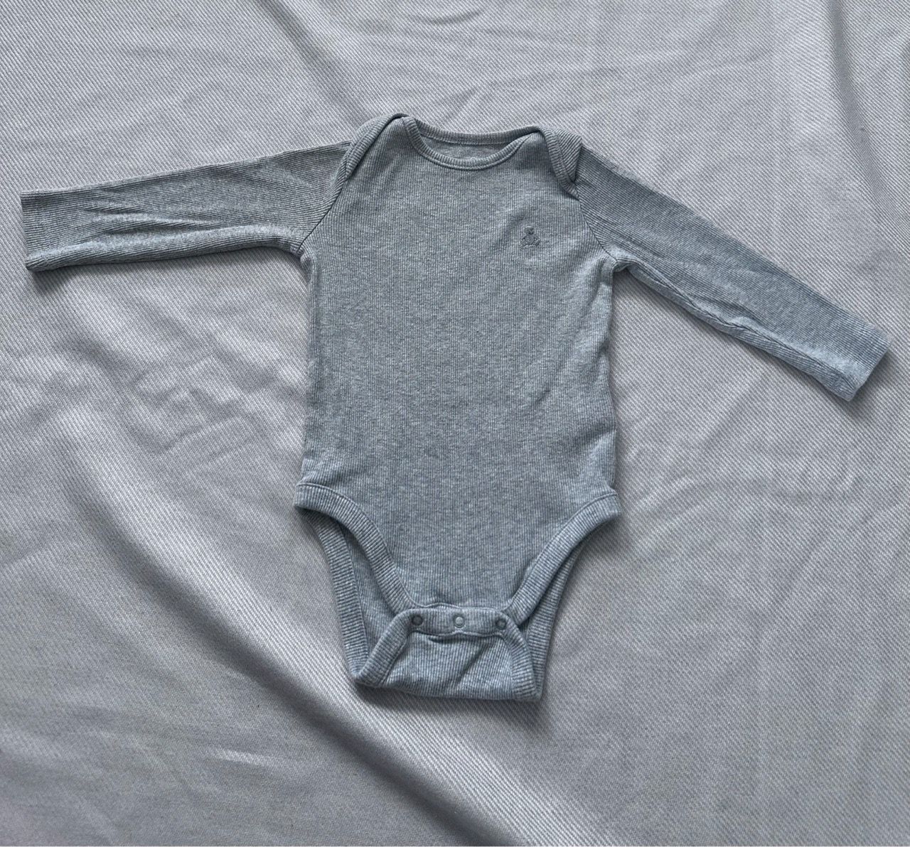 Gray Long Sleeve Baby Bodysuit