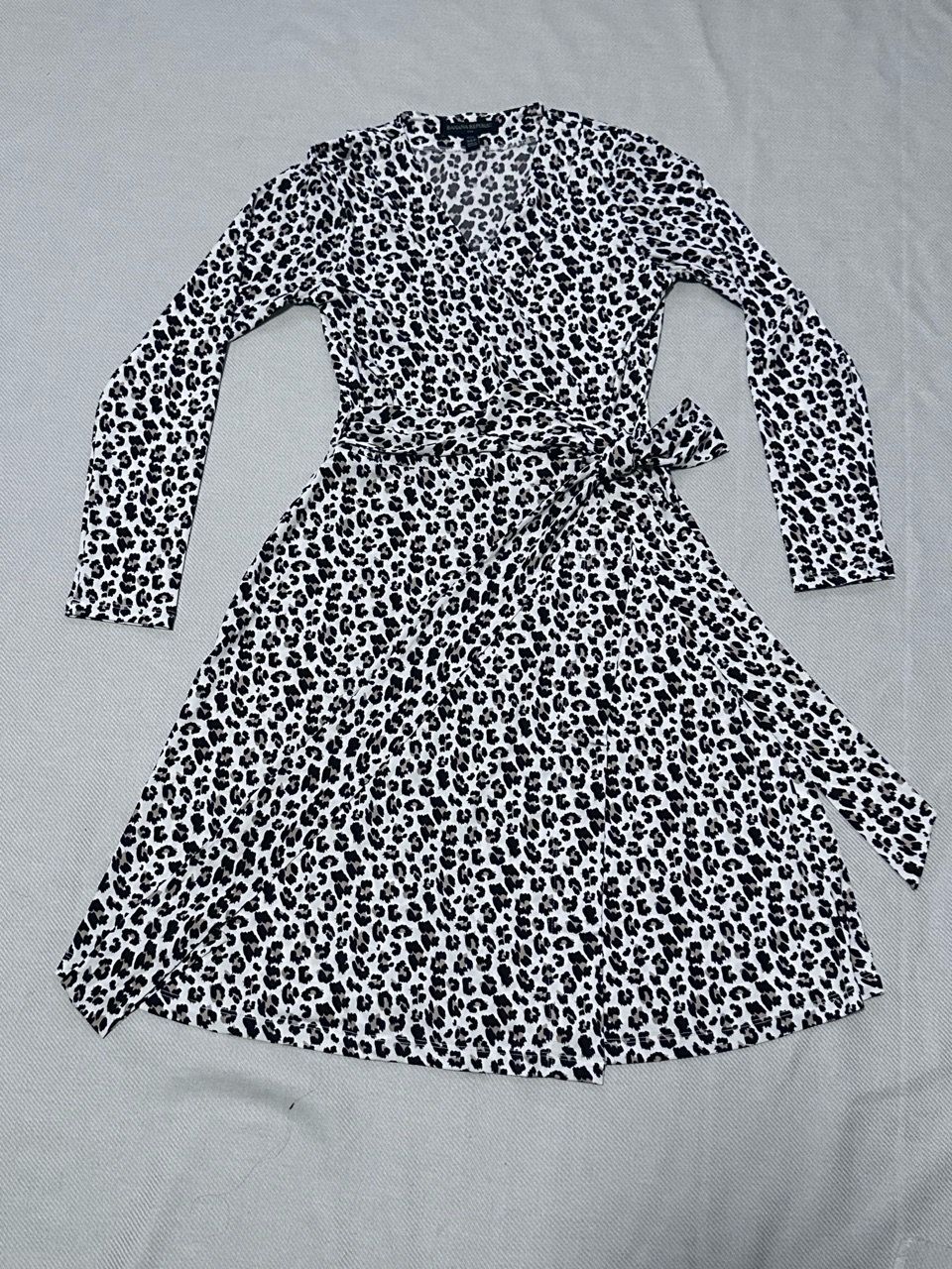Leopard Print Long Sleeve Wrap Dress banana republic
