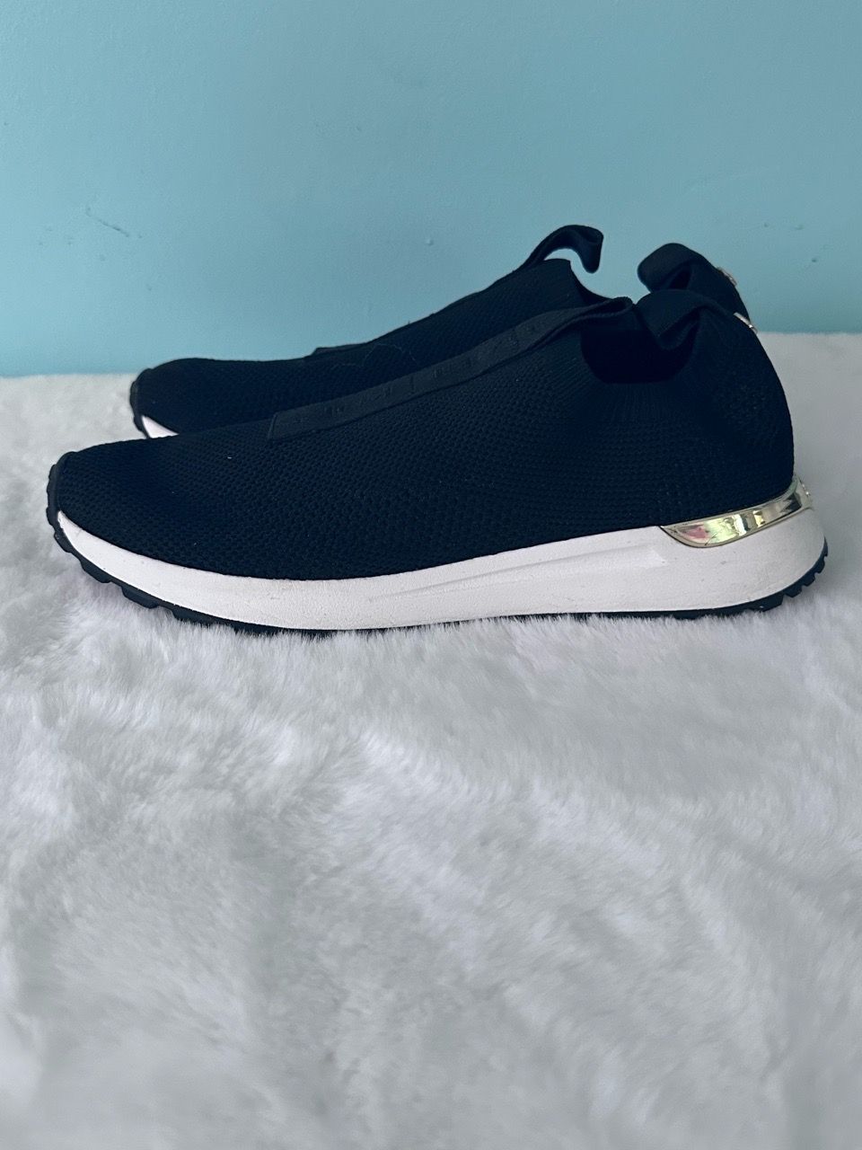 Black Knit Slip-On Sneakers White Sole - photo 3