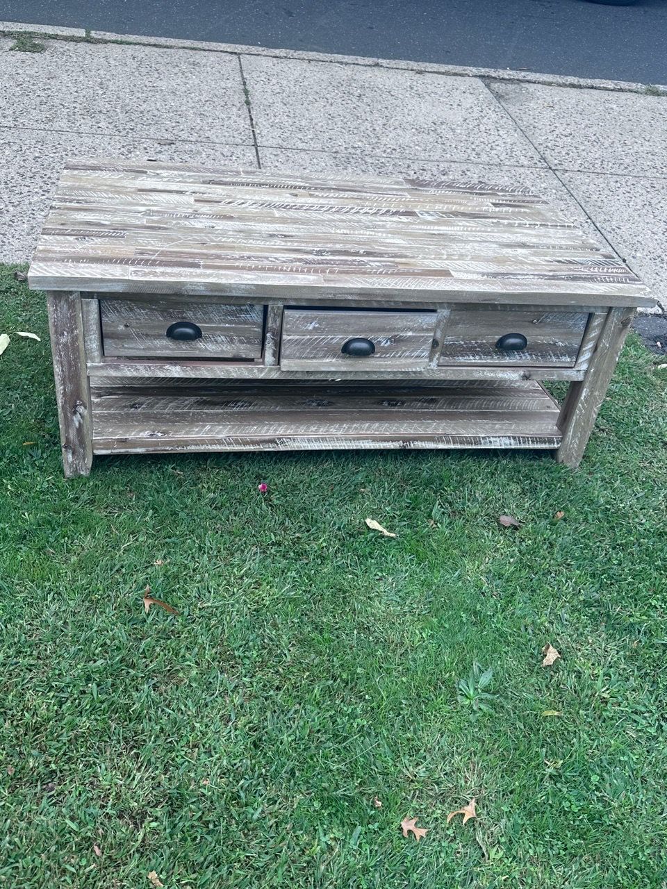 Rustic Wood Coffee Table with Drawers