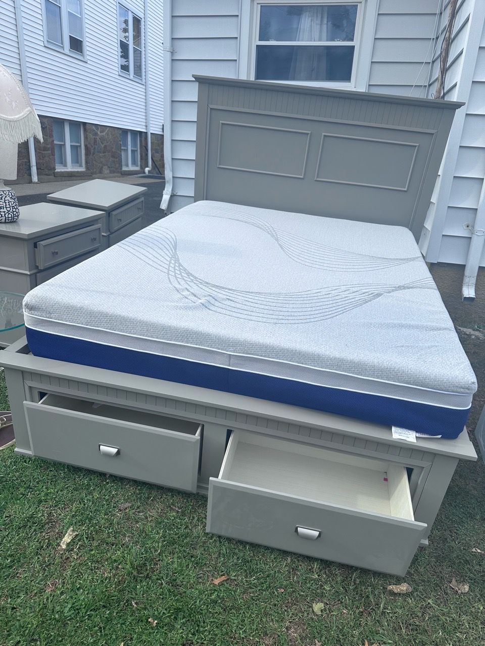 Gray Storage Bed Frame with Mattress