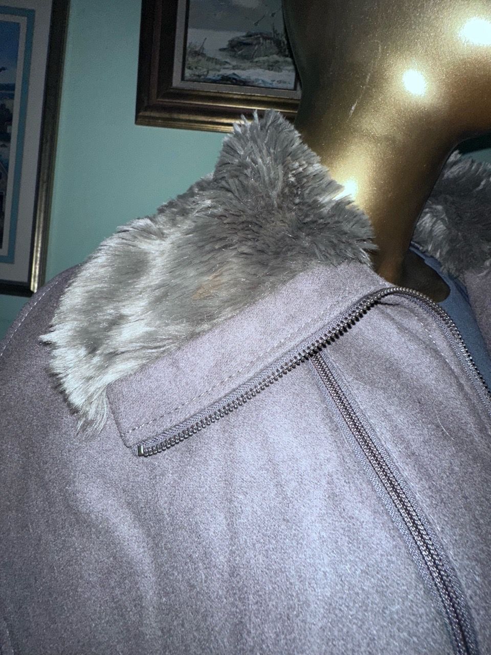 Brown Wool Moto Jacket with Faux Fur Collar - photo 5