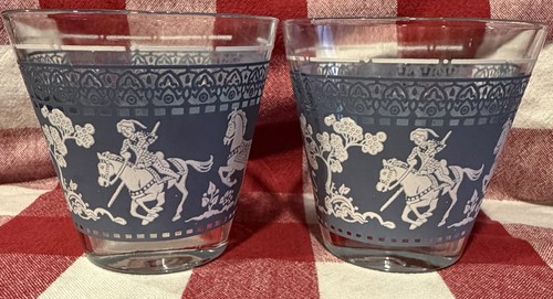 Vintage Hazel Atlas Arabian Knights Blue Glass Tumbler Set - photo 3