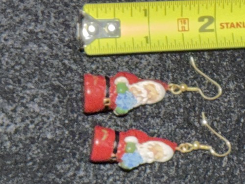 Vintage Charming SANTA Dangle Pierced Earrings w/ Snowflake - photo 2