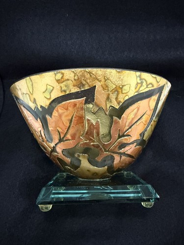 Sergio Beuno Signed Hand blown Art Glass Bowl With 24k Gold - photo 4