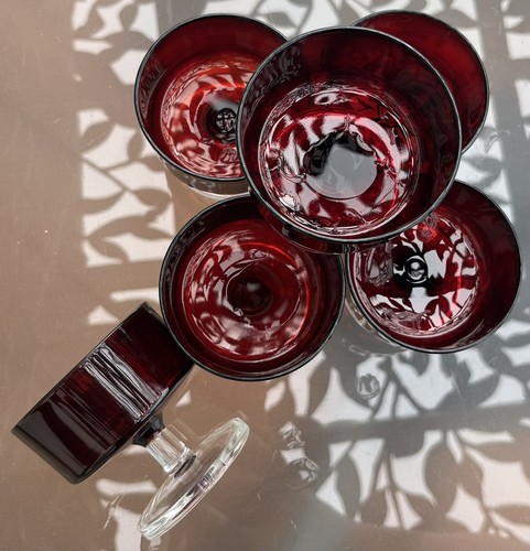 Vintage Luminarc France Ruby Red Stemmed Dessert Cups Set 6 - photo 3