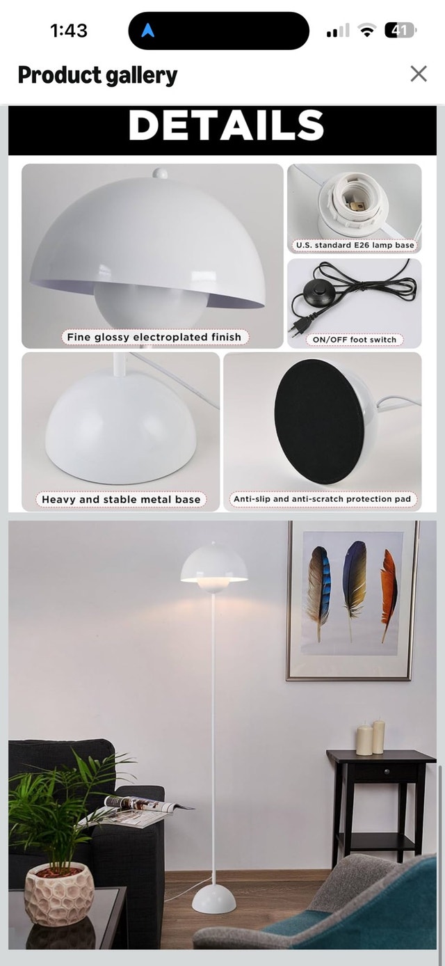 Mid-Century Modern Metal Bud Floor Lamp - photo 3