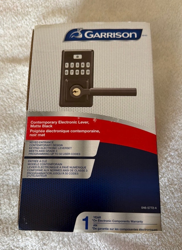 Garrison Electronic Keypad Door Lever Lock, Matte Black