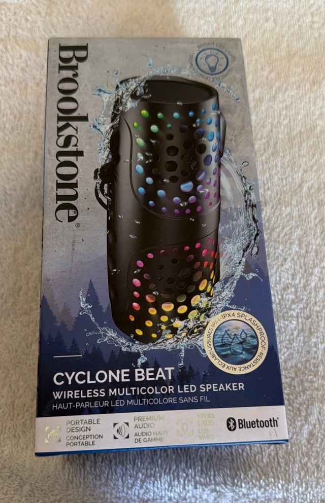 Brookstone Cyclone Beat Wireless LED Bluetooth Speaker — New