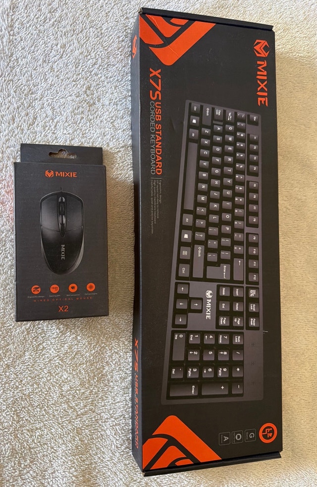 MIXIE X75 USB Keyboard + X2 Wired Mouse Combo — New
