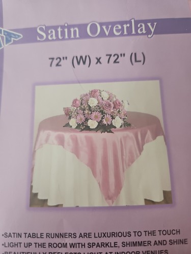 72x72 Inch Solid Satin Square Table Overlay Pink
