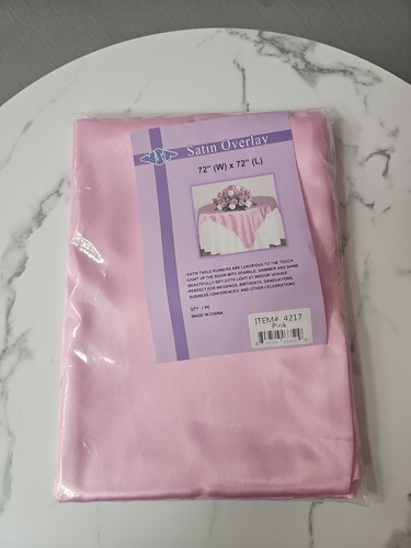 72x72 Inch Solid Satin Square Table Overlay Pink - photo 2