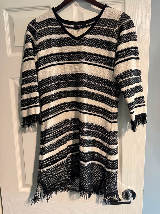 Yest Black and White Striped Sweater Dress