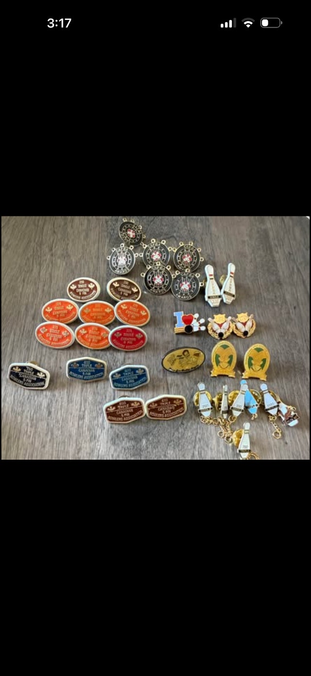 Vintage Canadian 5-Pin Bowling Award Pin Collection