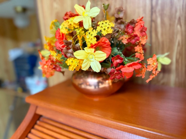 Copper Teapot with Fall Floral Arrangement - photo 3