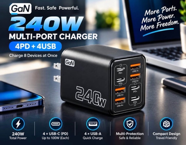 240W 8-Port Multi-Port Charger - photo 3