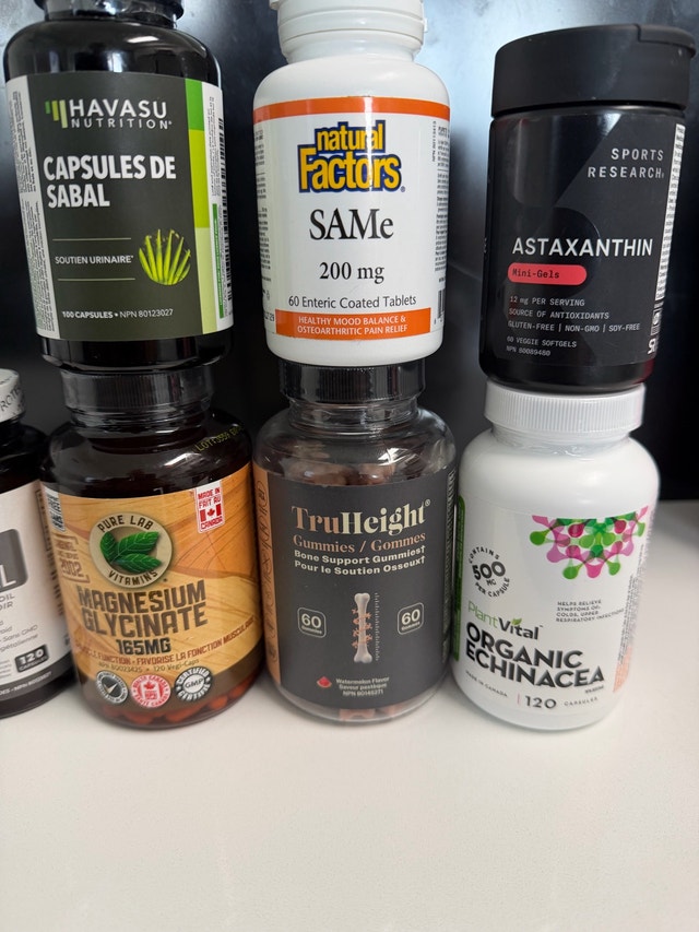 Supplements & Vitamins, many available, $25 per bottle