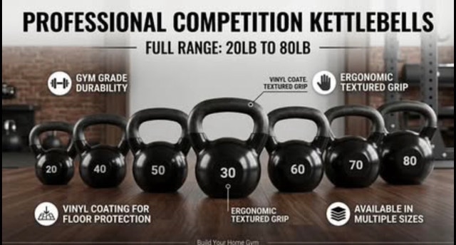Vinyl Covered Kettlebells 20lbs to 80lbs - $2/lb