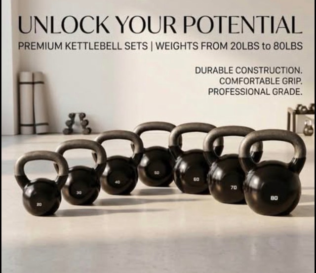 Vinyl Covered Kettlebells 20lbs to 80lbs - $2/lb - photo 2