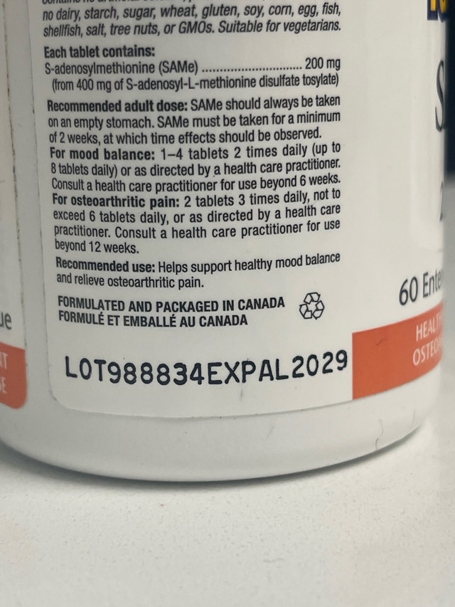 Natural Factors - SAMe 200mg, 60 Tablets - photo 4
