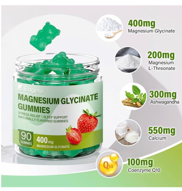 Bageto Magnesium Glycinate Gummies Stress Sleep Support 90 Count - photo 3