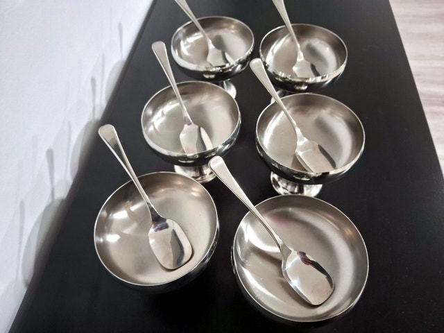 INOXBECK 18/10 Italy Stainless Dessert Cups, Set of 6 + Spoons