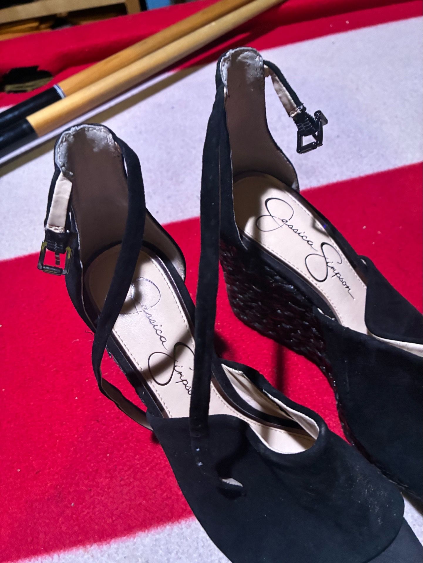 Jessica Simpson black platform wedge sandals