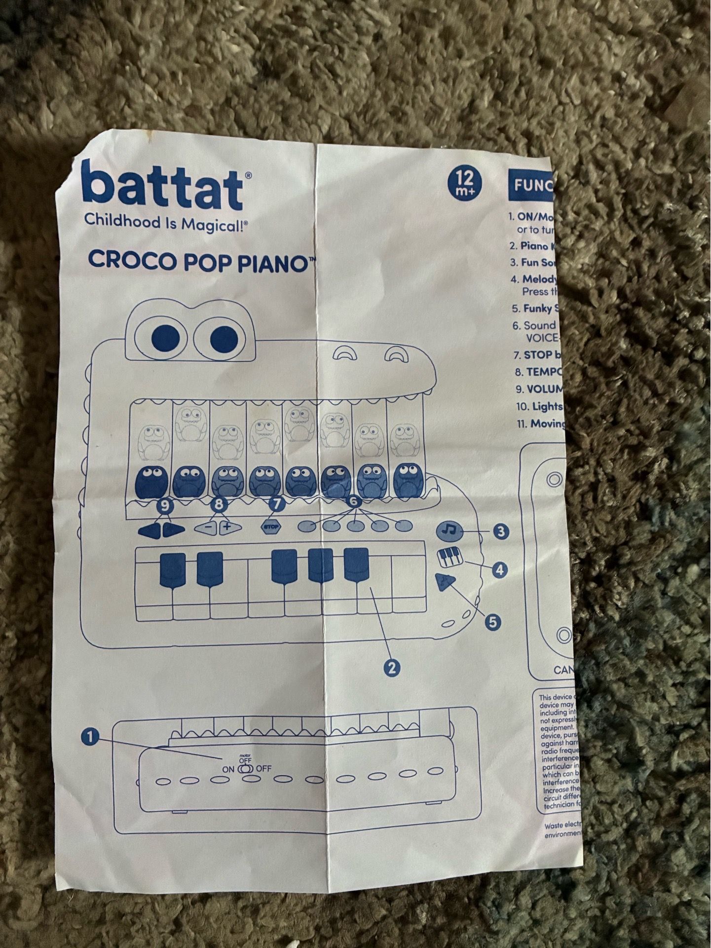 Battat Croco Pop Piano toy keyboard